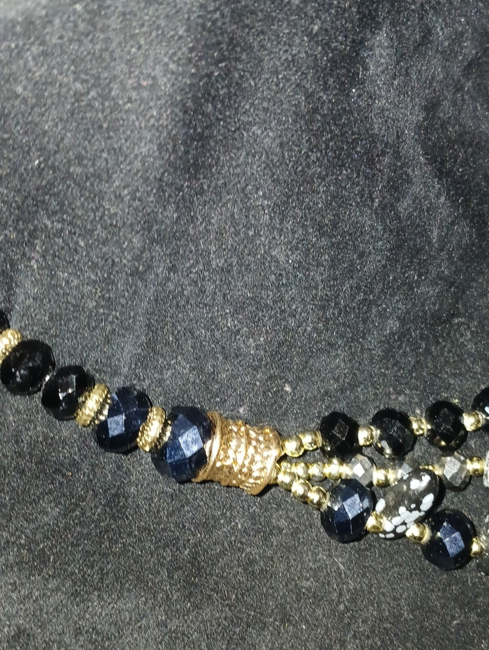 Elegant Black Beaded And Glass Statement Necklace - Picture 5 of 5